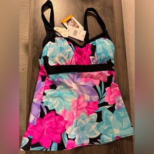 NWT ZeroXposur Swim Floral Tankini Top, XS